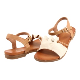 Sandales pour femmes avec zircone cubique JEZZI 21SD35-3520 beige brun 2