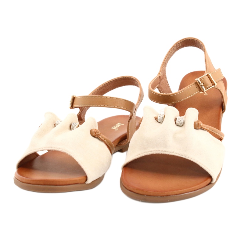 Sandales pour femmes avec zircone cubique JEZZI 21SD35-3520 beige brun 1