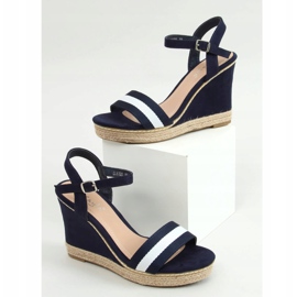 Sandales bleu marine sur un coin LL6320 Bleu 1