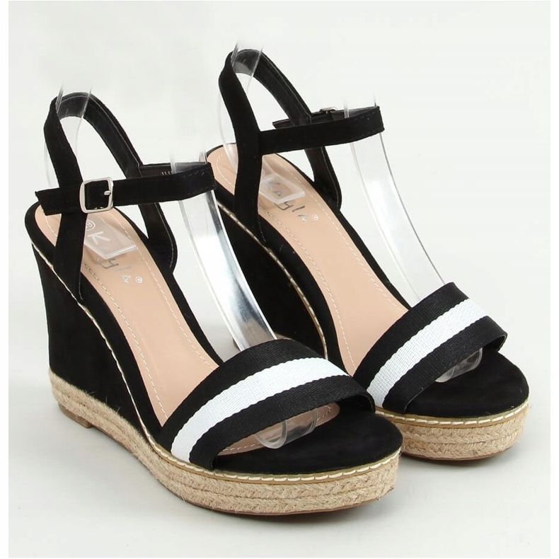 Sandales noires sur un coin noir LL6320 Noir le noir 1