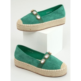 Espadrilles avec pierres vertes 100-131-SC-1 Vert 3