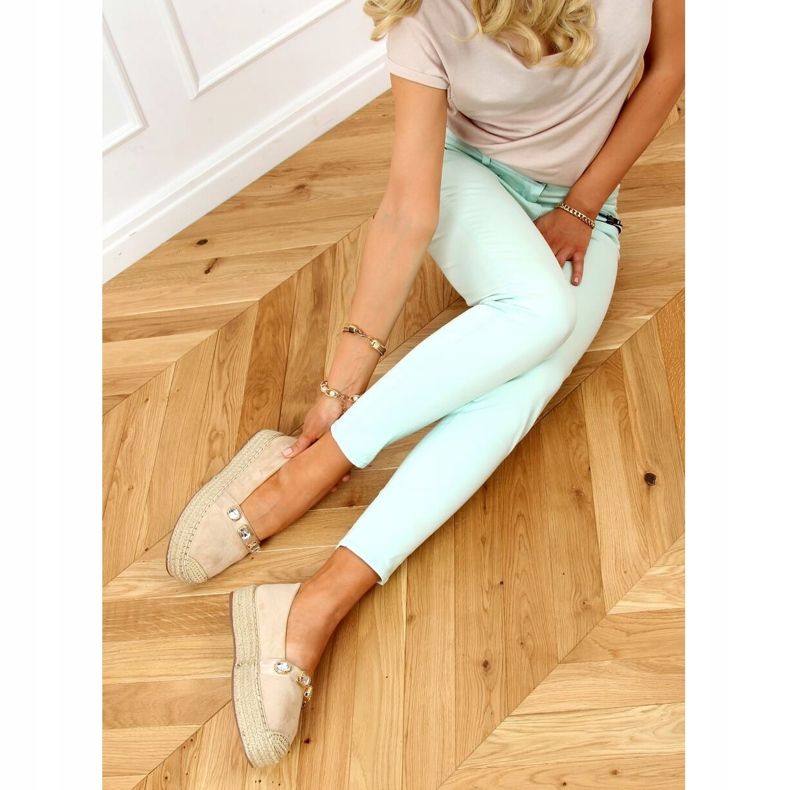 Espadrilles avec pierres beige 100-131-SC-1 Beige 2