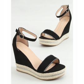 Sandales noires sur un coin noir LL6351 Noir le noir 3