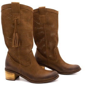 Olivier Boots ajourées femme D44 marron brun 2