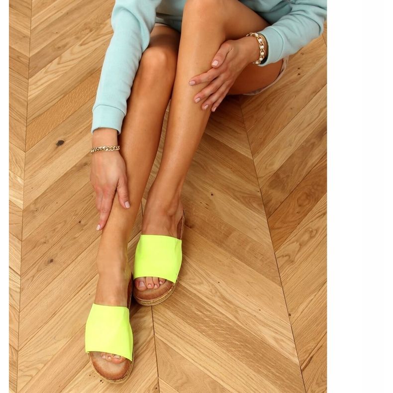 Jaune Chaussons pour femmes jaunes 38846 Jaune fluo 1