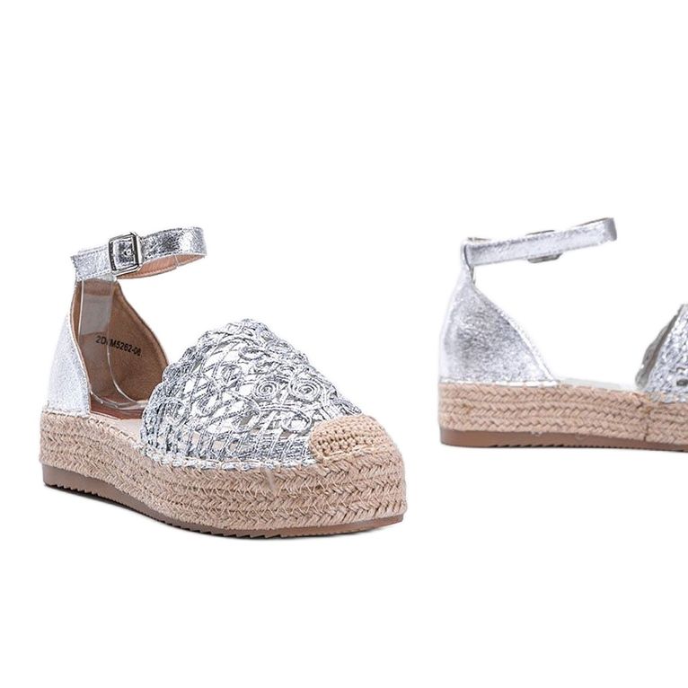 Espadrilles tressées argentées Chaisty 1