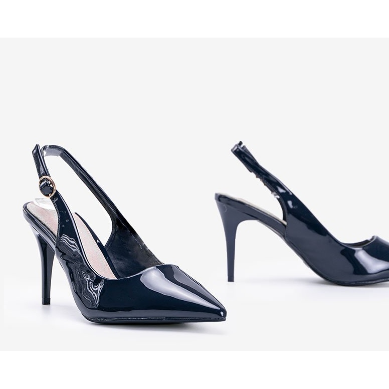 Escarpins marine laqués sur ceinture Cindy bleu 1