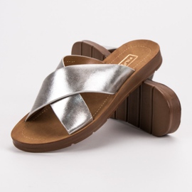 Filippo Pantoufles En Argent Avec Un Motif gris 4