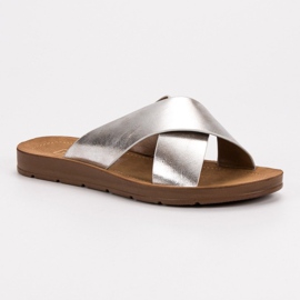 Filippo Pantoufles En Argent Avec Un Motif gris 5