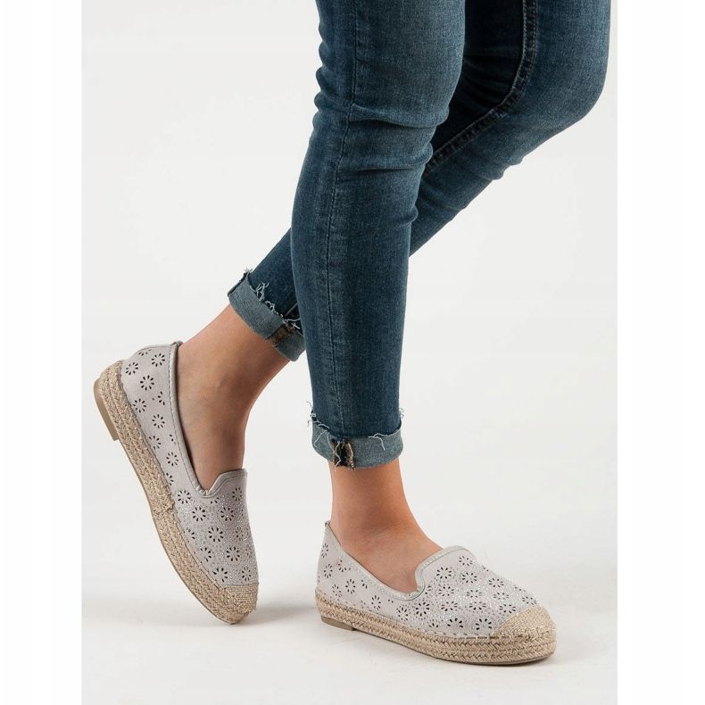SHELOVET Espadrilles Ajourées En Daim gris 2