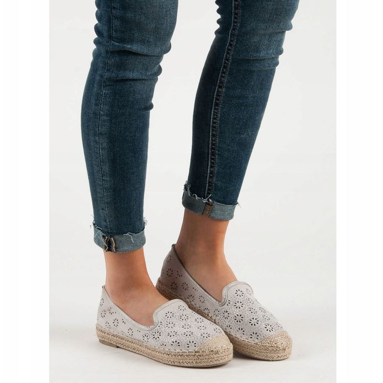 SHELOVET Espadrilles Ajourées En Daim gris 1