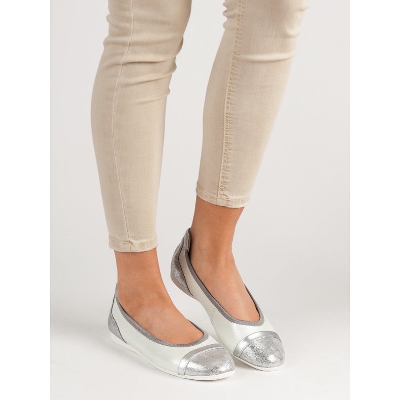 Filippo Ballerines En Cuir À Paillettes blanche 2