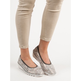 Filippo Ballerine En Cuir Sur Compensée beige d'or 5