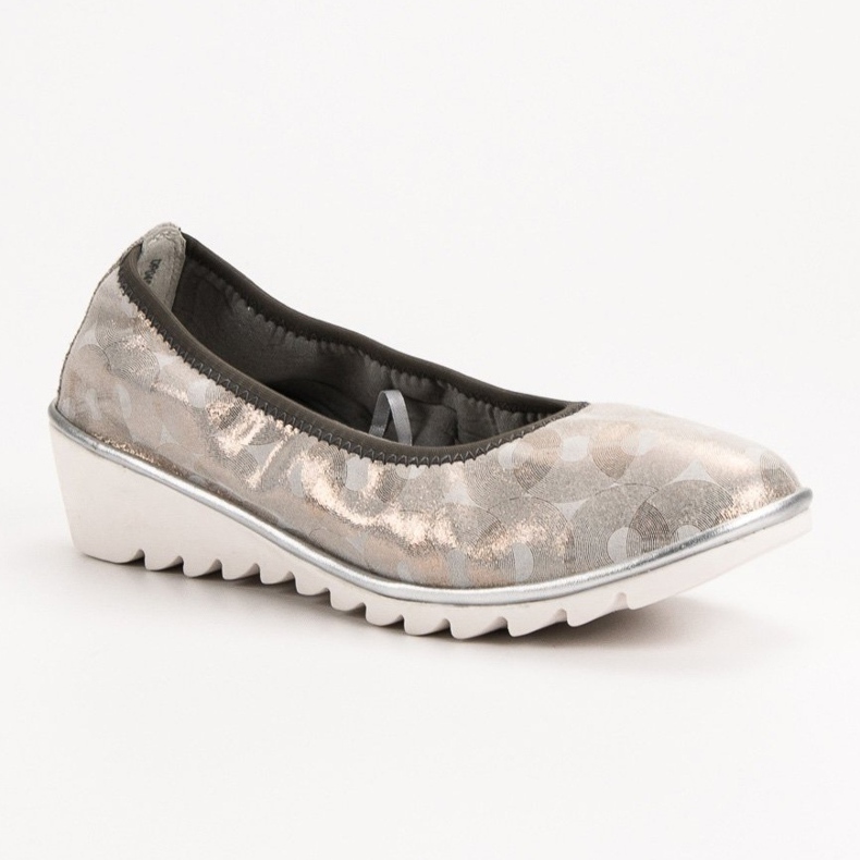 Filippo Ballerine En Cuir Sur Compensée beige d'or 1