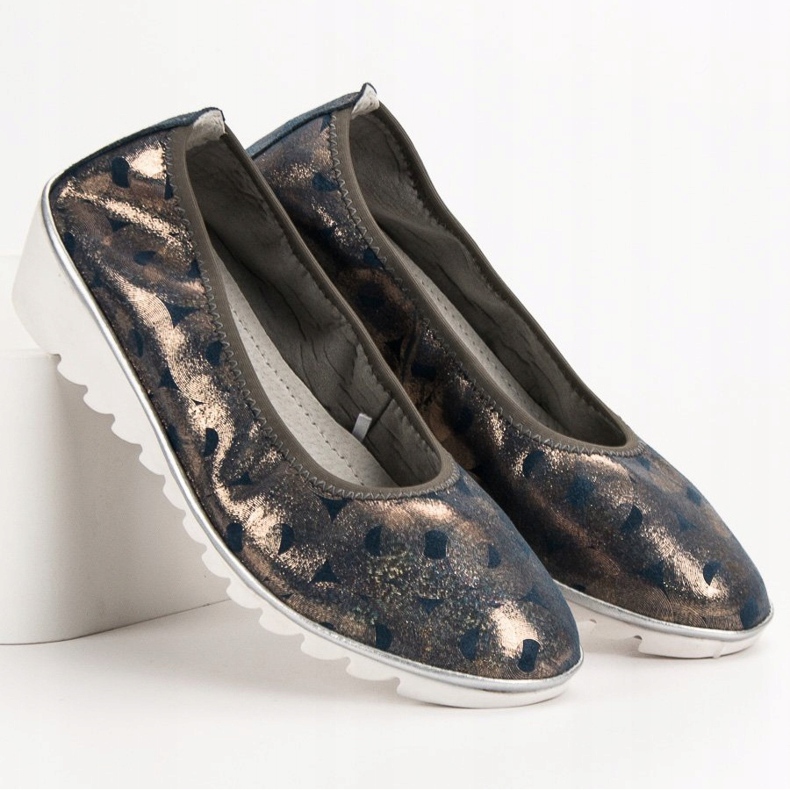 Filippo Ballerine En Cuir Sur Compensée bleu jaune 1