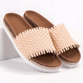 Pantoufles à franges VICES beige 1