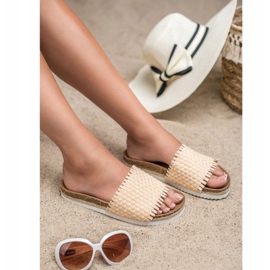 Pantoufles à franges VICES beige 3