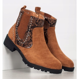 Small Swan Bottines Chelsea à imprimé serpent brun 1 Small Swan Bottines Chelsea à imprimé serpent brun 1