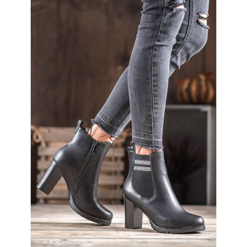 SHELOVET Bottines noires sur un poteau le noir 2 SHELOVET Bottines noires sur un poteau le noir 2