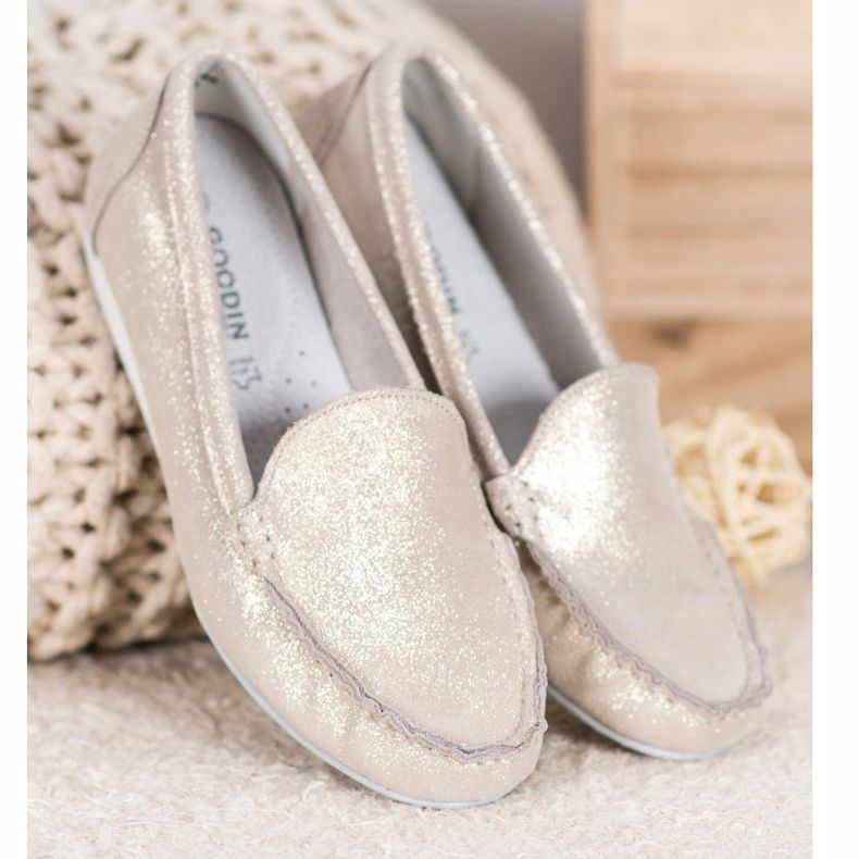 Goodin Mocassins Dorés À Paillettes 1