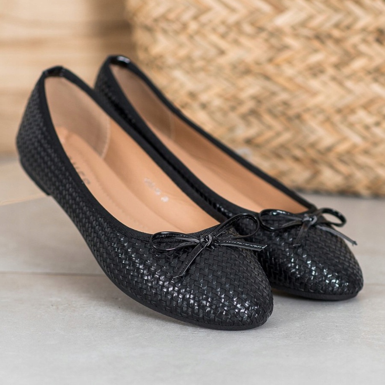 SHELOVET Ballerines Noires Tressées le noir 1