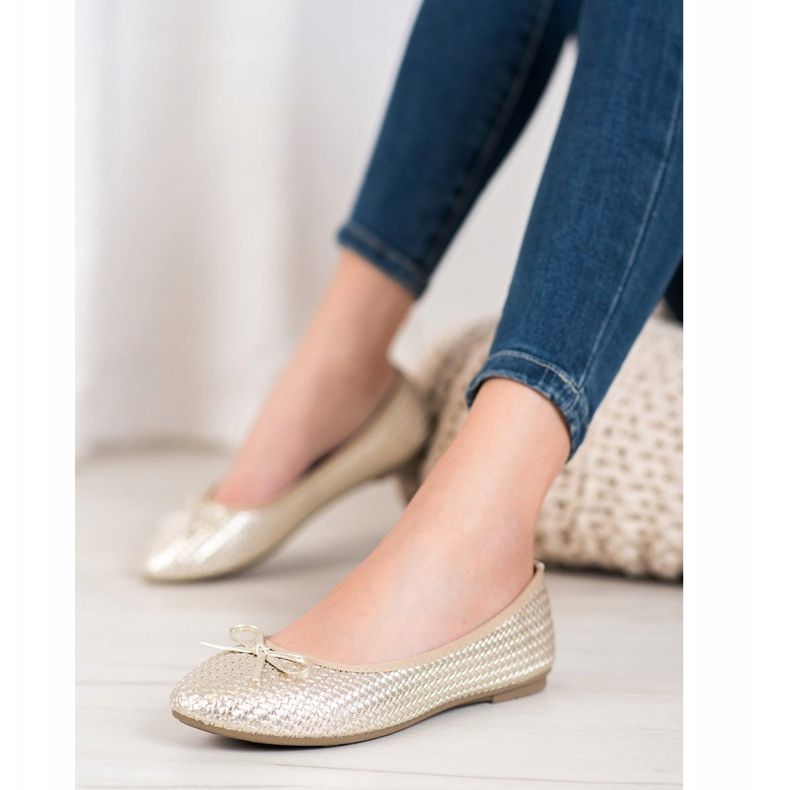 SHELOVET Ballerines dorées tressées 1