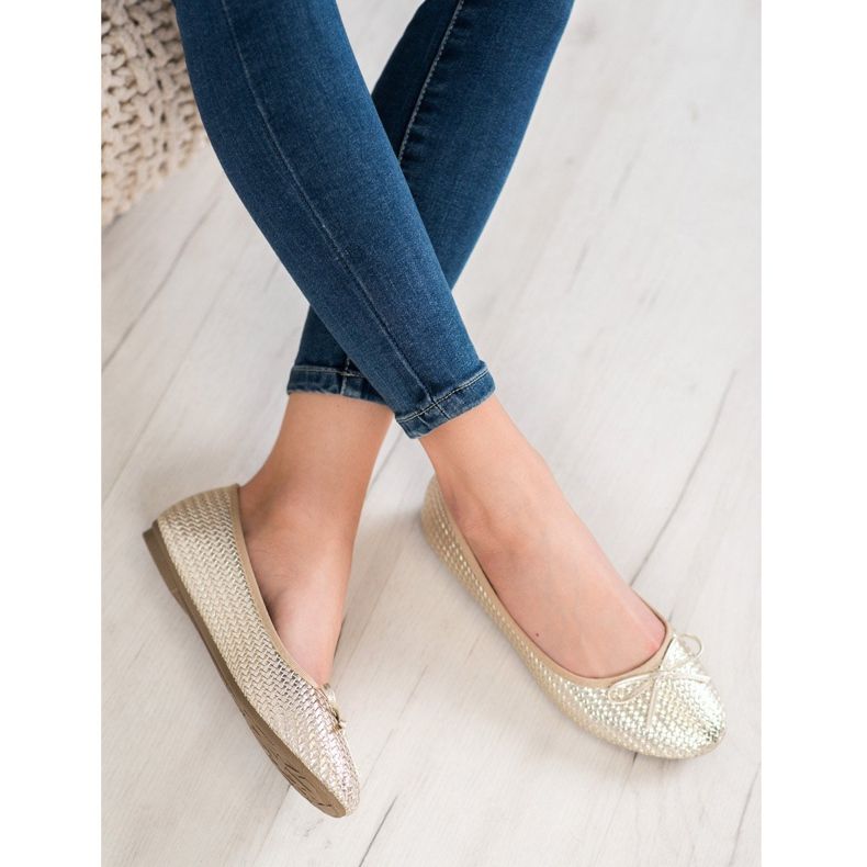 SHELOVET Ballerines dorées tressées 2