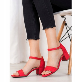 Filippo Sandales en daim avec perles rouge 1