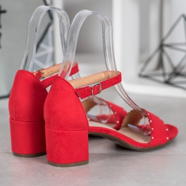 Filippo Sandales en daim avec perles rouge 3