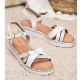 Small Swan Sandales confortables avec zircone cubique gris 2