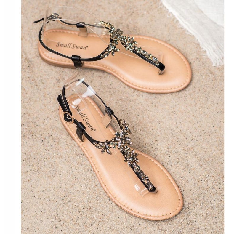 Small Swan Sandales élégantes avec zircone cubique noir 1