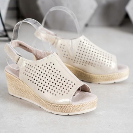 Filippo Sandales en cuir avec velcro gris jaune 2