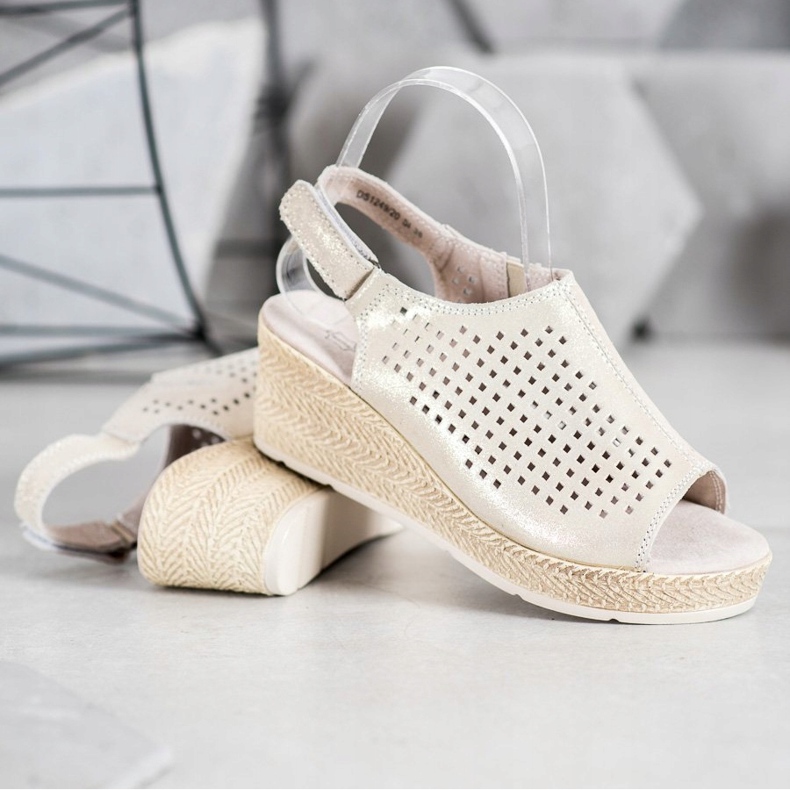 Filippo Sandales en cuir avec velcro gris jaune 1
