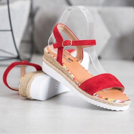 Yes Mile Sandales confortables en daim rouge 1