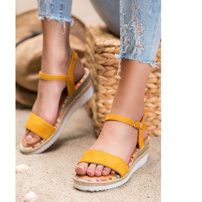 Yes Mile Sandales confortables en daim jaune 2