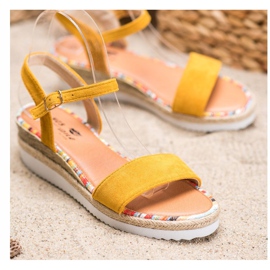 Yes Mile Sandales confortables en daim jaune 1