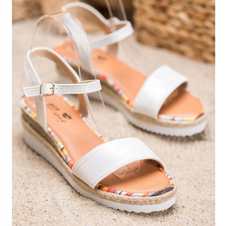 Yes Mile Sandales confortables en daim blanche 1