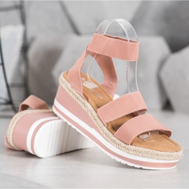 Weide Chaussures compensées à enfiler avec une bande élastique rose 1