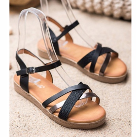 Weide Sandales élégantes en cuir écologique le noir 1