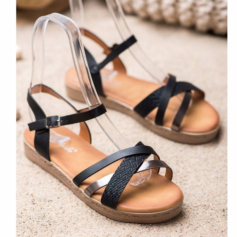 Weide Sandales élégantes en cuir écologique le noir 1