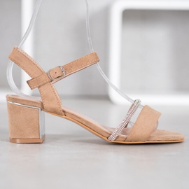 Anesia Paris Sandales sur un bar avec zircone cubique beige 2