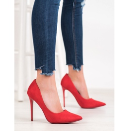 Small Swan Escarpins Rouges En Daim 3