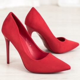 Small Swan Escarpins Rouges En Daim 1