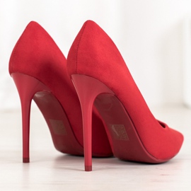 Small Swan Escarpins Rouges En Daim 4