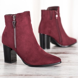 Bottines en daim à fermeture éclair VINCEZA rouge 2