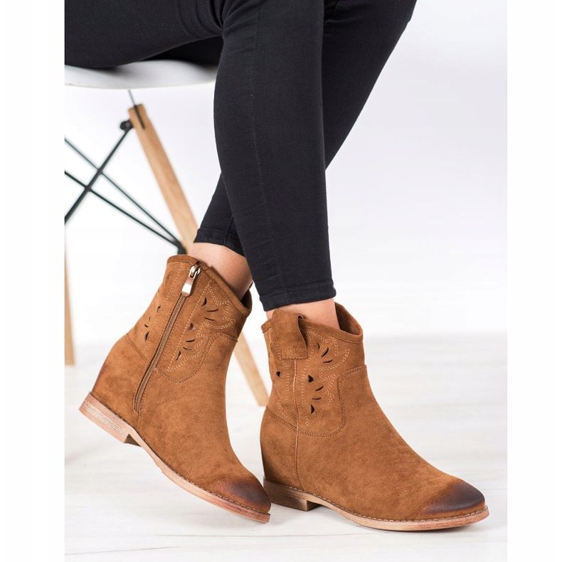 Vinceza Santiags compensées Vincez brun jaune 1