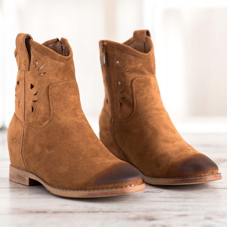 Vinceza Santiags compensées Vincez brun jaune 2