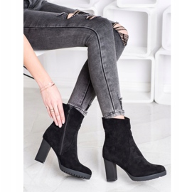 SHELOVET Bottes hautes en daim le noir 1
