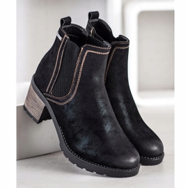 SHELOVET Bottines stylées à paillettes noir 2