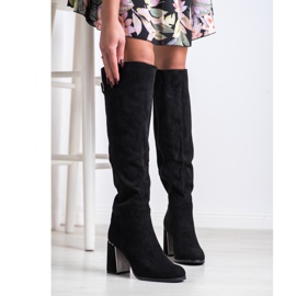 Goodin Bottes en daim élégantes le noir 1